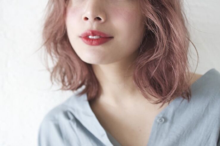 大人かわいい 上品×マロンベージュ ひし形ショートボブ　ミディアム