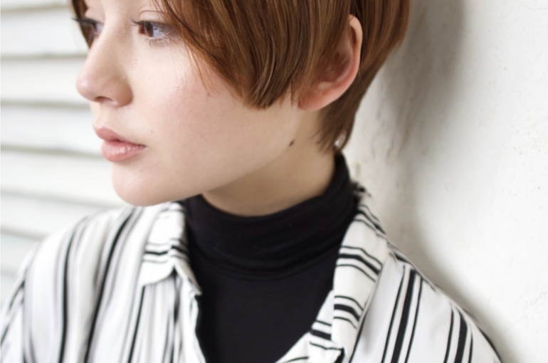 大人可愛い20代30代40代小顔ワンサイドショートボブ丸み前下がりh