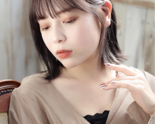ぷっっとボブ ネオシースルーバング×マロンベージュカラー