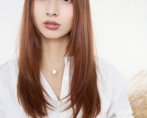 髪質改善 大人可愛いストレートロング:こなれピンク